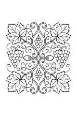 Fototapeta premium Botanical Mandala coloring page for adults 