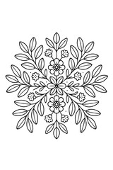 Botanical Mandala coloring page for adults 