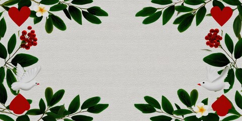 peaceful postcard, modern postcard design with peace-themed border and a flat style for a personalized message in the central space