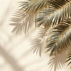Palm leaves shadow beige background summer design