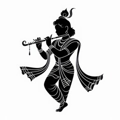 Lord krishna playing his flute in a traditional indian art style