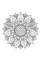 Botanical Mandala coloring page for adults 