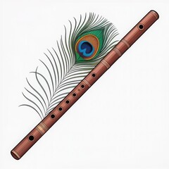 Fototapeta premium Krishna s flute and peacock feather symbolizing divine music