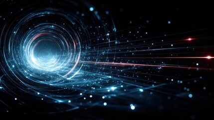 Fototapeta premium Futuristic Neon Spiral Tunnel with Glowing Effects on Black Background