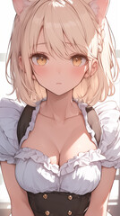  Elegant Blonde Catgirl with Golden Eyes in Frilly Dress　
／　フリルドレスを着た金髪猫耳美少女