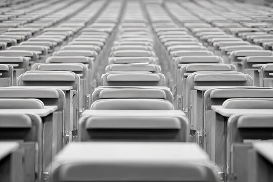 Rows of empty light gray seats