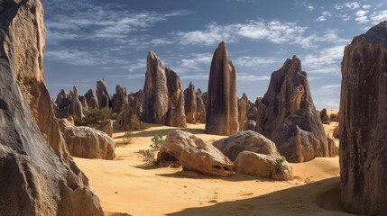 Desert landscape, tall rock formations