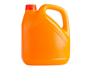 Bright Orange Liquid in Plastic Jug, Isolated on Transparent Background