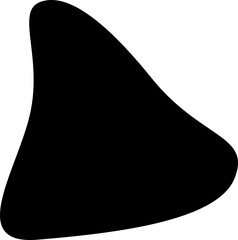 Abstract shape resembling a triangle with curved and flowing edges.