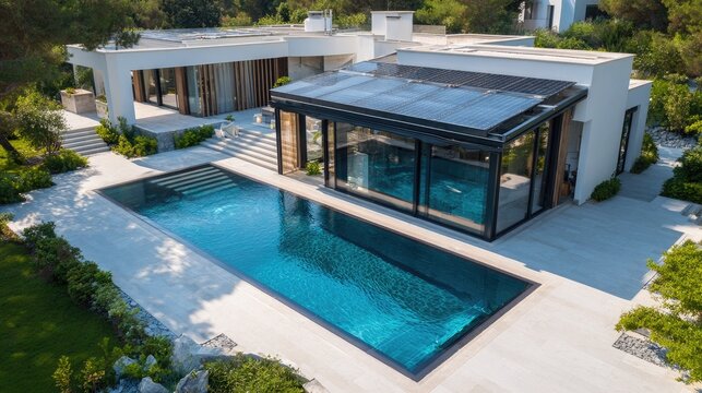 Modern villa with pool and sunroom