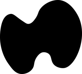 Black abstract shape with a simple, minimalistic design featuring soft flowing contours.