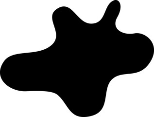Black abstract shape resembling a fluid splash with organic curves.