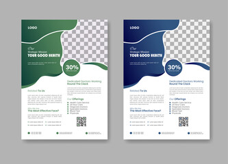 Corporate business flyer design ,business annual report, catalog, magazine, marketing business event. Abstract business flyer design and modern bright concept circle round shape Medical Flyer Design U