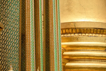 Gold details of the Buddhist temples of the Grand Palace in Bangkok, Thailand