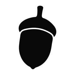 Acorn vector illustration, oak nut drawing, autumn harvest season, forest plant isolated, icon