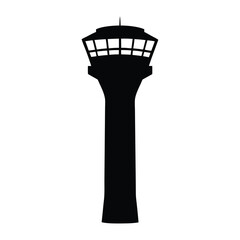 Airport control tower vector silhouette illustration for aviation and travel industry design needs