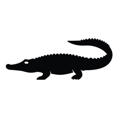 Alligator silhouette vector illustration of reptile predator wildlife animal design template icon
