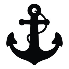 Anchor clip art black silhouette vector image for nautical theme decor and tattoo design ideas