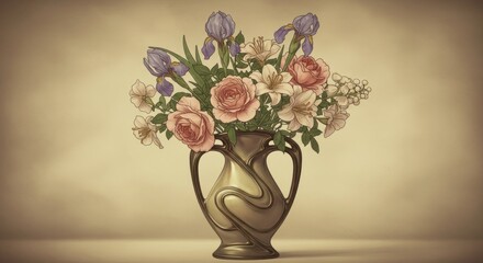 Vintage floral arrangement in vase