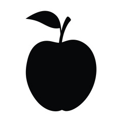 Black apple vector illustration fresh fruit design healthy food icon apple silhouette graphic art image