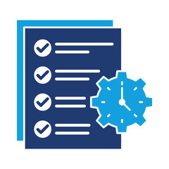 Time Management Icon | Task Scheduling and Prioritization | Clock and Checklist
