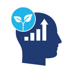 Growth Mindset Icon | Open-Mindedness and Learning | Brain with Arrows