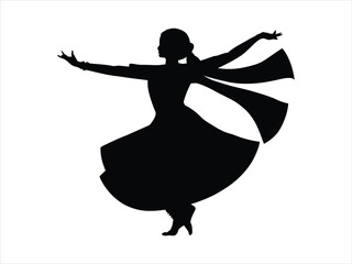 Silhouette of a dancer in motion black white