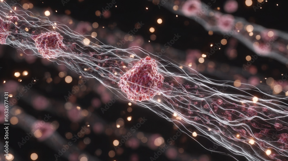 Poster highdetail medical image showing inflammatory response and neurogenic wave patterns extending outwar