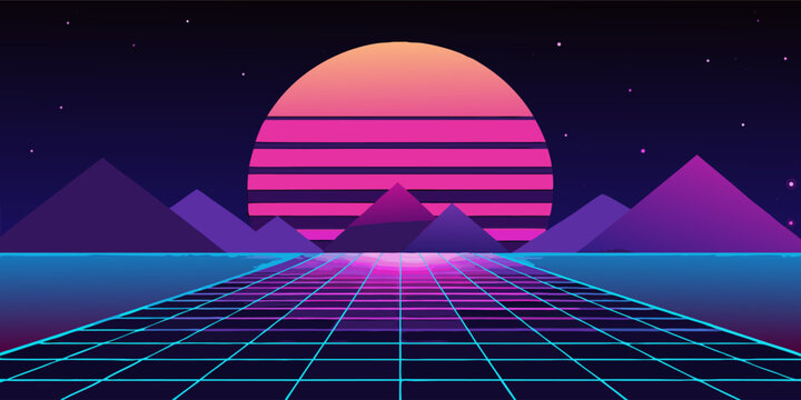 Dynamic cyberpunk banner featuring a vibrant neon pink and electric blue gradient perfect for futuristic advertisements and modern digital designs