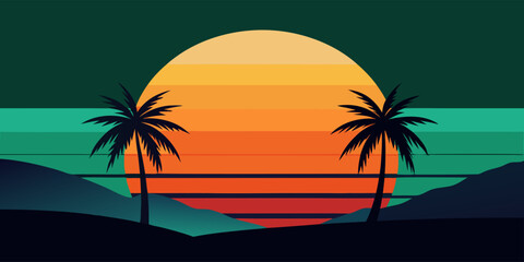 Vibrant tropical gradient banner with warm orange and refreshing green hues perfect for summer promotions and exotic themes