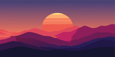 Fototapeta premium Vibrant sunset gradient background featuring smooth transitions from warm orange to rich magenta perfect for digital design and creative projects