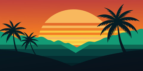 Vibrant tropical gradient banner with warm orange and refreshing green hues perfect for summer advertising and exotic event promotions