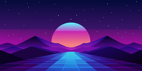 Abstract flowing gradient background with deep violet and royal blue hues creating a luminous and ethereal atmosphere perfect for modern design