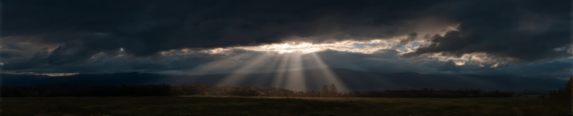Dramatic cloud rays nature hdr panoramas