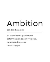 Ambition Definition Wall Art Printable, Motivational Quote Poster, Minimalist Office Decor, Black and White Digital Download