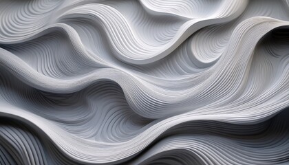 Obraz premium abstract layered wavy forms in light gray complex sculpted three dimensional design rippled flowing organic modern geometric