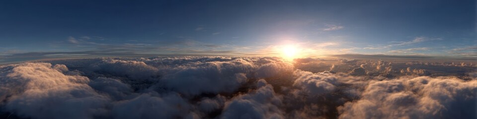 Sunset over clouds hdr panorama 360 degrees