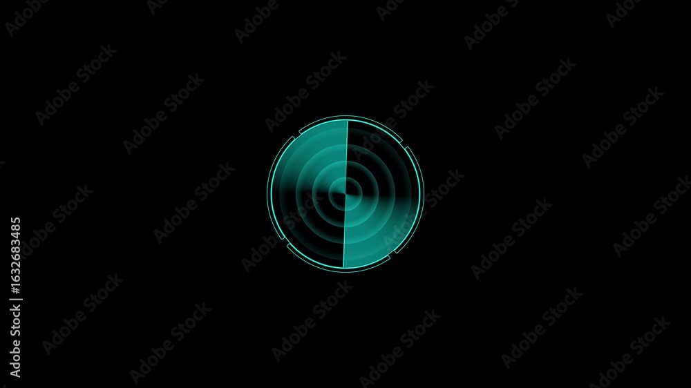 Poster green radar screen with scanning beam and circular grid - overlay animation for video compositing . 