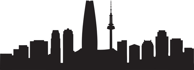 Seoul's Captivating Skyline Silhouette A Striking Vector Illustration of South Korea's Capital City