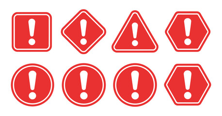 Attention Icons Set Vector Illustration Warning Sign Collection Alert Symbol Design Danger Notification Concept