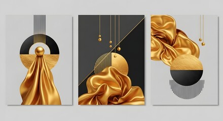 Abstract art golden sphere luxury design modern graphic illustration decorative background style