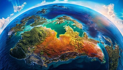 Fototapeta premium vibrant earth visualization with colorful terrain and oceanic depths