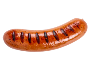Perfectly Grilled Sausage Top View Isolated on Transparent Backgroun