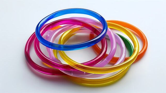 Colorful Collection of Shiny Smooth Plastic Bangle Bracelets