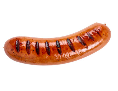 Perfectly Grilled Sausage Top View Isolated on Transparent Backgroun