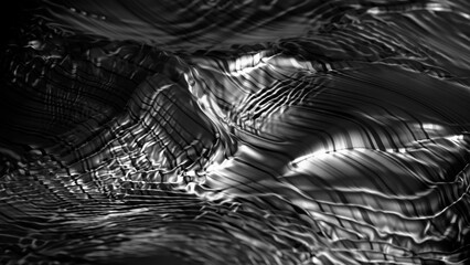 Abstract wavy surface with stripes - 3D rendering