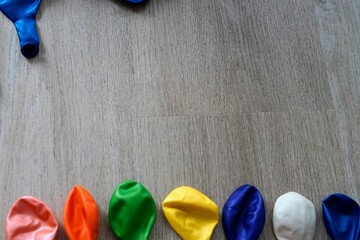 background many colorful not blown balloons birthday party preparation celebration wedding holiday...