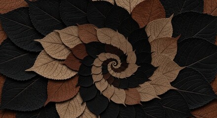 Fototapeta premium Nature's Artistry a Spiral Arrangement of Autumn Leaves