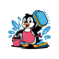 Penguin Mascot for Cleaning or Washing business