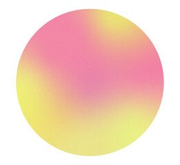 High resolution yellow and pink gradient circle with subtle grainy texture. Soft blurred edges and vibrant color transitions. Isolated PNG with transparent background. Vibrant gradient glow.	